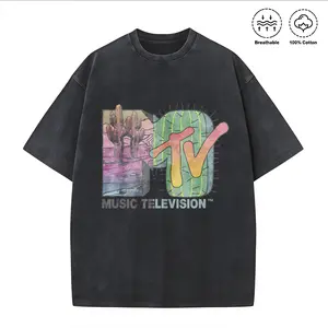 100 Percent Cotton Oversized Casual T-Shirt Cactus And Tv Logo Design Summer Wear For Music Lovers And Trendy Gift For Friends