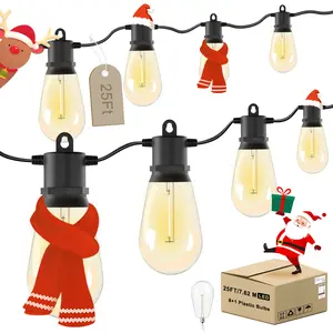 Licoopr Outdoor String Lights Shatterproof Patio Lights Edison LED Bulbs for Backyard Garden Porch with Festive Decorations 25FT Length Ideal for Outdoor Settings