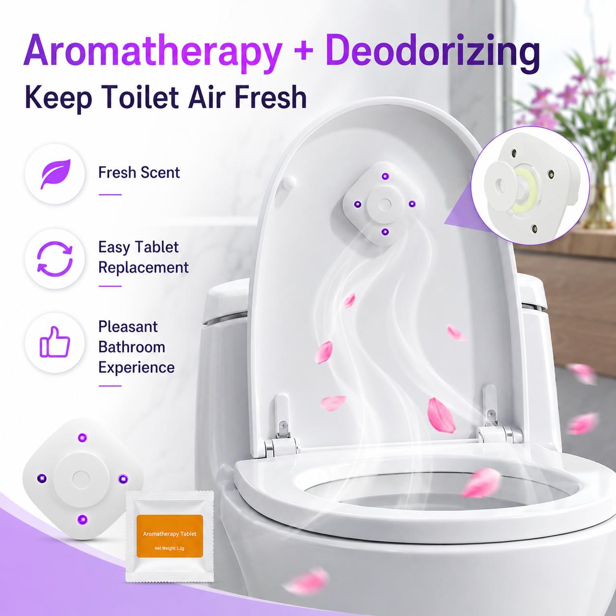 Bathroom Odor Freshener Kit, Toilet Fragrance Light with Aromatherapy Tablets, Easy Install Home Bathroom Accessory for Daily Cleaning Routine