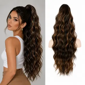 Nokoari 28-Inch Synthetic Fiber Curly Ponytail Hair Extensions, Curly Wave Claw Clip, Natural Look, Soft Heat-Resistant for Daily & Party Use