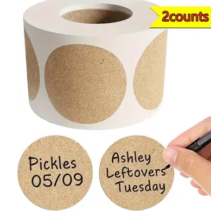 2 Rolls, 1000 Labels Per Roll, Kraft Paper Stickers for Jewelry Making, Crafting, Organization & Packaging, High Adhesive Stickers, Sticky Labels, Blank Round Adhesive Tags