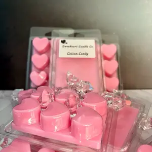 Valentine's Galentines Heart Cotton Candy Wax Warmers - Pink Candle Decor with Heart-Shaped Wax Pieces