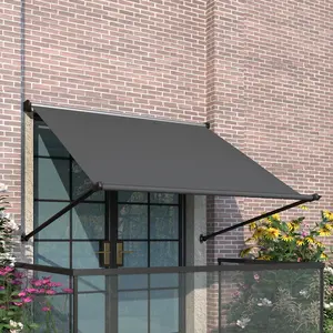 AECOJOY Manual Retractable Awning for Door Entrance, Sun Shade Canopy for Backyard, Porch, Patio, Window, Deck, Dark Grey, Multiple Size