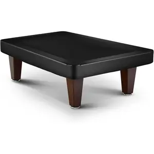 Leather Pool Table Cover with Plush Lining, Elastic Edged Billiard Table Cover, Fitted for 8FT Indoor Pool Table, Black