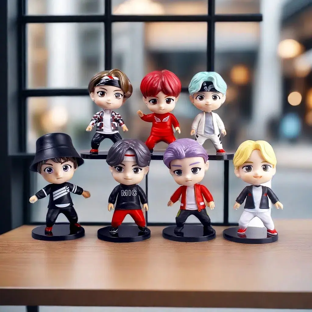 7 Korean Celebrity Dolls Cartoon Trendy Figures Collectible Toys Cake Room Decoration Holiday Gift