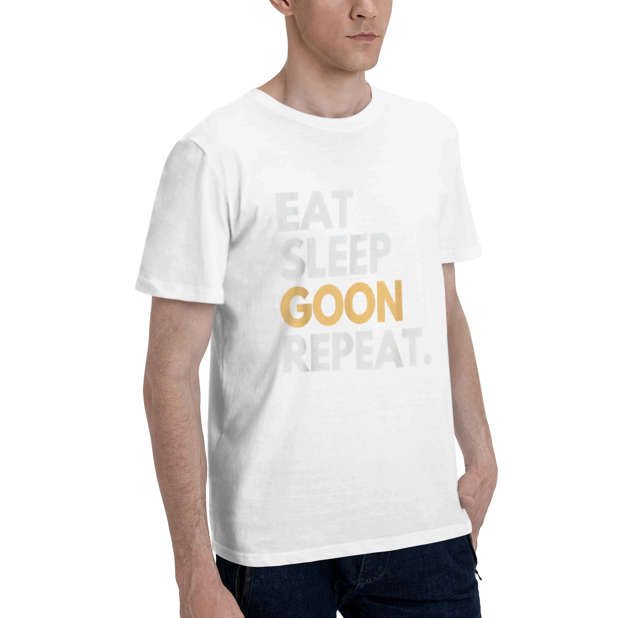 Gooner Eat Sleep Goon Repeat T-Shirt  Humorous Slogan Casual Apparel