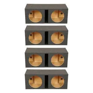 QPower QBASS Dual 10 Inch Car Audio Subwoofer Enclosure Box, Charcoal (4 Pack)