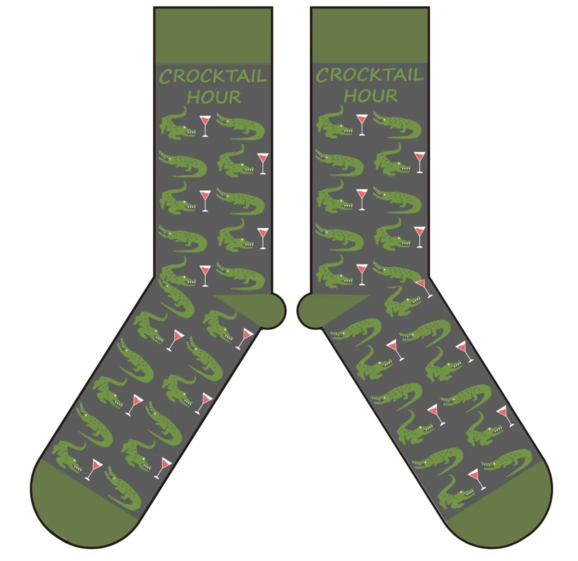 CrockTail Hour Socks Alligator Crocodile Drinking Socks