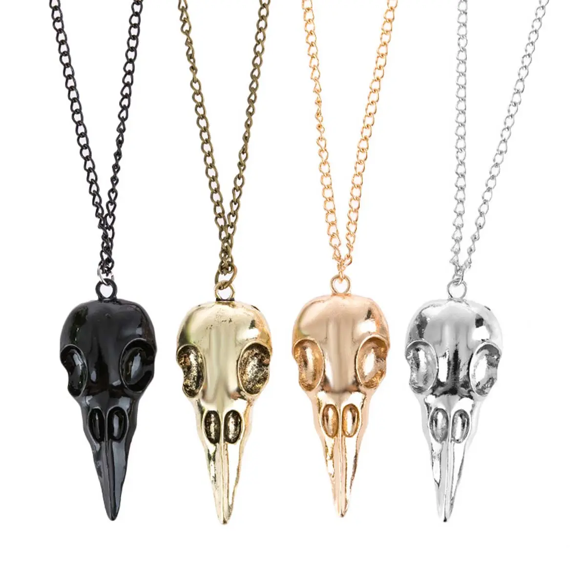 Gothic Pendant Necklace with 3D Raven Skull Charm, Punk-Inspired Metal Costume Jewelry for Adults, Retro Daily Accessory, Costume Jewelry Necklace, Detailed Pendant, Casual