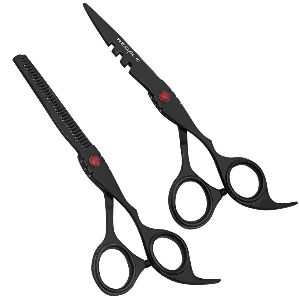 REGALE 6.5" Professional Hair Cutting Shear, Japanese 440C Stainless Steel with Ergonomic Offset Handle and Adjustable Tension for Barbers, Haircare, Comb, Removable, Salon, Precision Pivot Control
