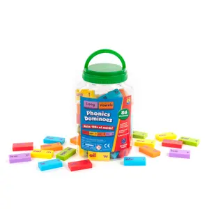 Educational Insights Phonics Dominoes – Long Vowels - Manipulative for Classroom & Home, Set of 84 Dominoes in 6 Colors, Ages 6+