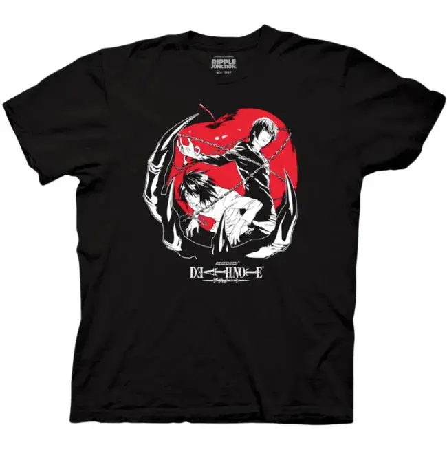 2026 New Unisex Crewneck Tee Everyday Comfort Shirt Death Note L & Light Red Apple T-Shirt, Death Note Shirt, Manga Anime Tshirt, Anime Clothing, Vintage Graphic Tees, Unisex Gothic Grunge Y2k Emo Scene Amity Affliction Style Clothes Gifts