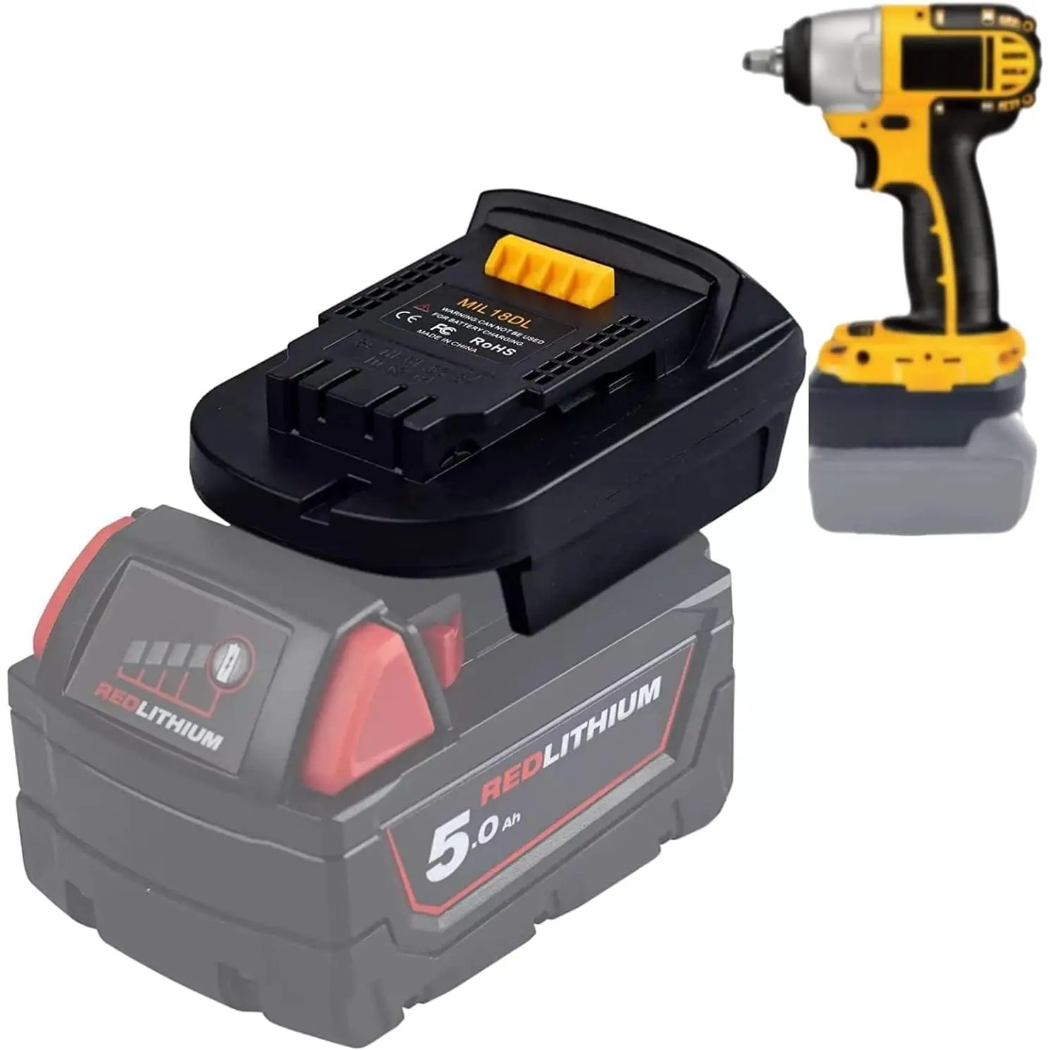 MIL18DL - Universal M18 to Dewalt 20V Battery Adapter - Save Money on Power Tools