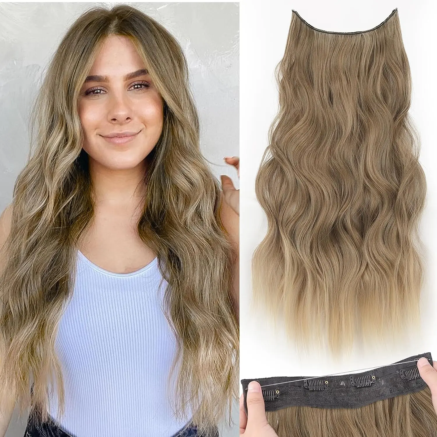Halo Hair Extensions Invisible Wire Clip In 20、24 Inch Halo Hair Extensions Invisible Wire Clip In 20、24 Inch