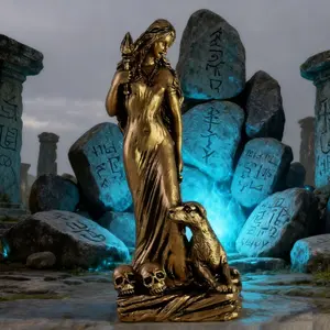 Hecate Golden Magic Witch Goddess Statue - Resin outdoor decoration, independent altar and Nature Goddess statue, Kate Cult Altar Statue decoration home Sculpture decoration, Garden Sculptures Statues