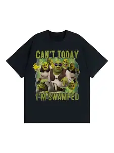 Shrek Funny Shirt, Shrek Can't Do It Today. I'm A Swamp Shirt, Meme Funny Shirt with Round Neck Print, Spring and Summer Loose Fit Plus Size, Fashionable Trend, Casual Sports, Men's and Women's Styles, Y2K