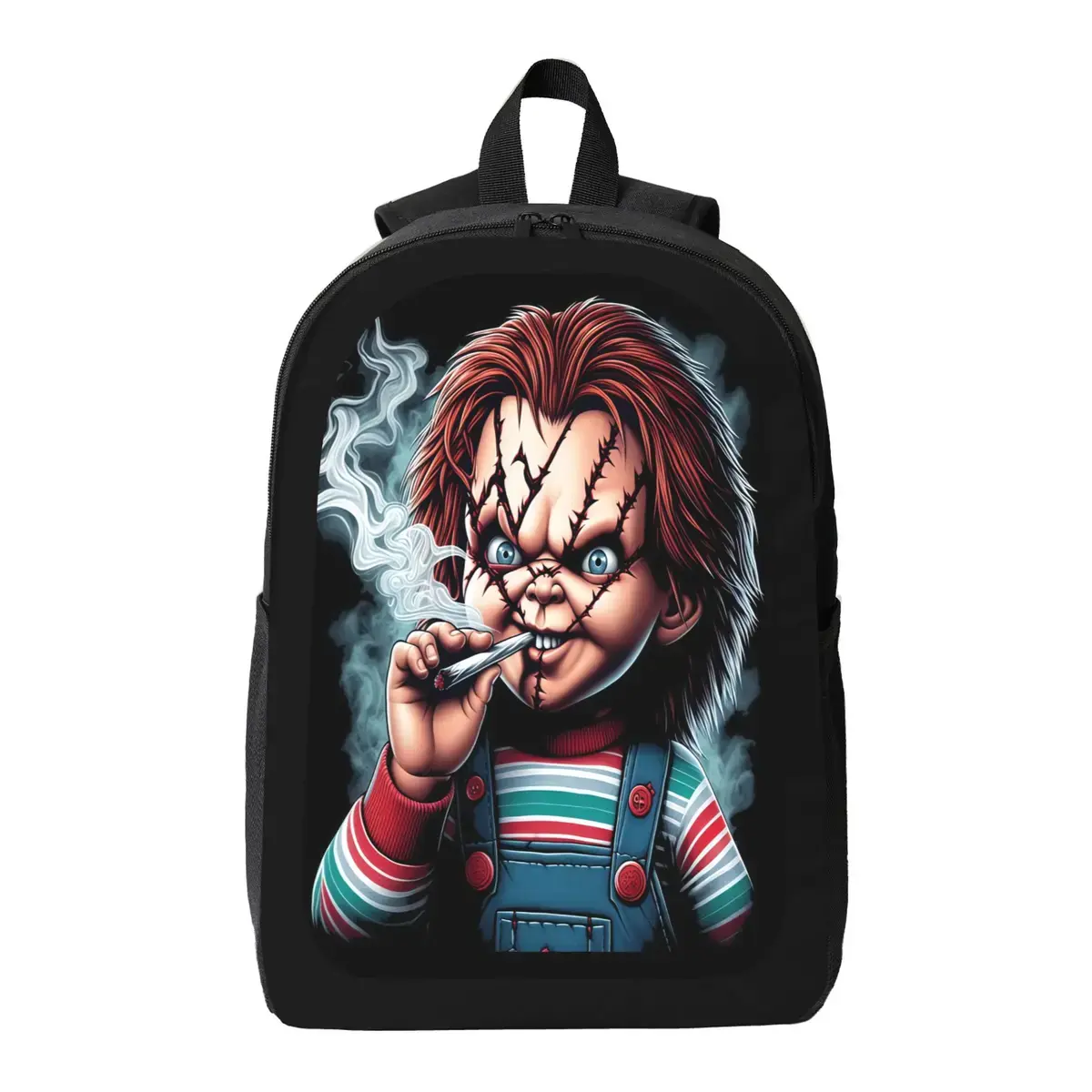 Halloween Horror Vampire Cartoon Graphic Polyester Backpack Bags, Lightweight School Daypack With Adjustable Straps, Breathable Padded Shoulders, Premium Zipper, Stylish Daily Carry For Teens Holiday Party Accessory