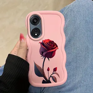 1 Piece Solitary Rose Stylish For OPPO A18 Case With Flexible Finish Featuring Shockproof And Bracelet For Fashion