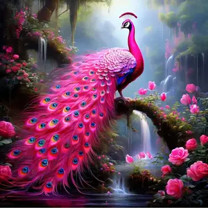 Peacock Pattern DIY Diamond Arts Colorful Painting Kit without Frame, DIY 5D Diamond Arts Colorful Painting Kit, Wall Art Decor for Home Bedroom, Diamond Painting Kits
