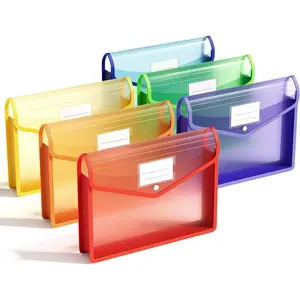 6-Pack Plastic Expanding File Folder, Folders for Documents with Snap Closure, Colorful File Folder Organizer Holder, Transparent, Large Capacity, Fit Letter/A4 Size - Rainbow