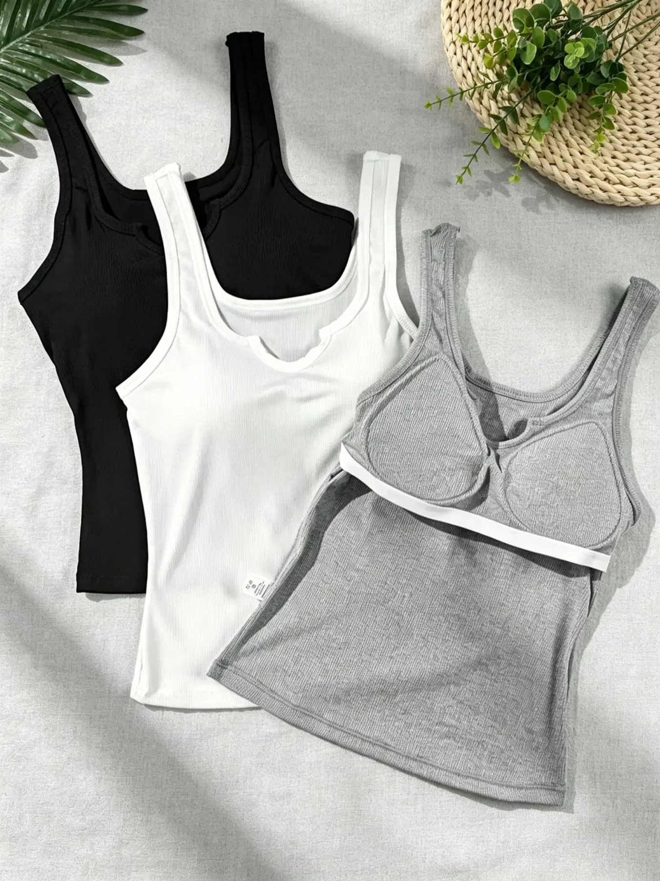 Three-Piece Strapless Tank Tops for Women, Fit Summer Outerwear and Inner Wear, Underwear, Sports Bra with Pads, Multi-Pack Set
