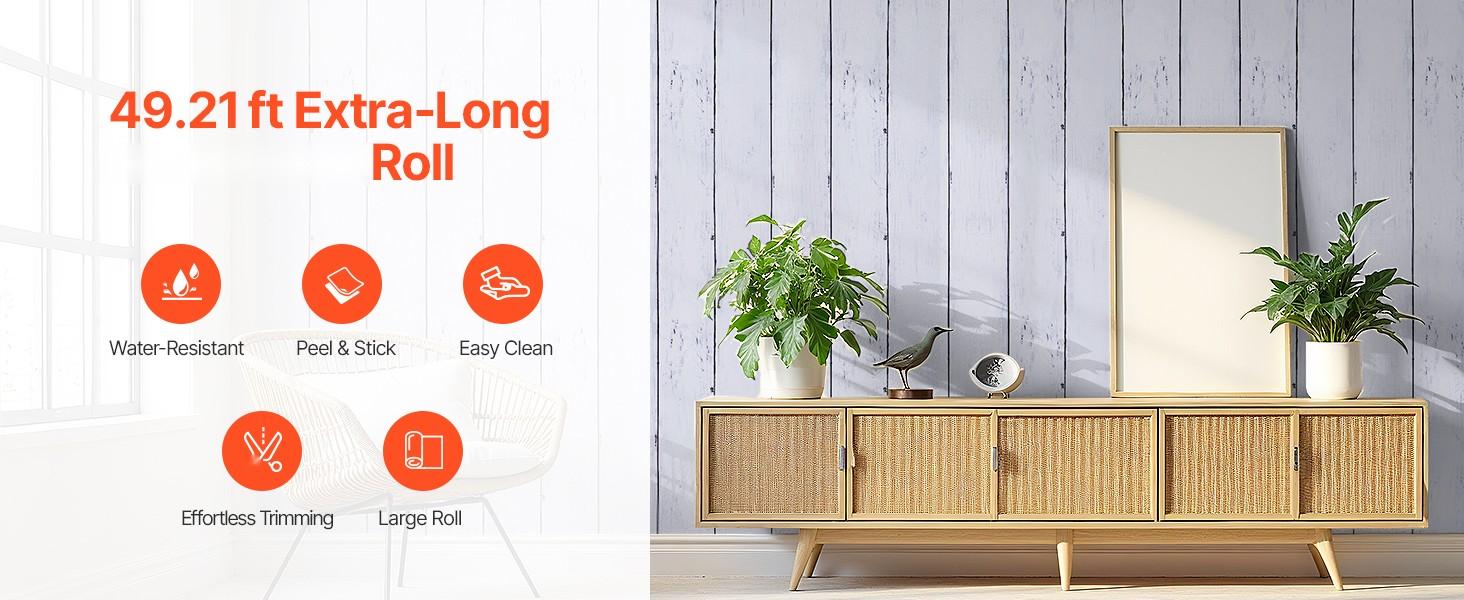 Peel And Stick Wallpaper 17.7 X 590.5 In White Wood Textured Waterproof Self Adhesive Wall Covering Living Room Kitchen Bathroom Moisture Resistant Durable Washable Easy Install Removable Stay Flat And Fade Resistant Home Decor