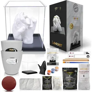 Hand Casting DIY Kit for Couples | Complete kit with  Display, Wooden Base, and Step-by-Step Guide to Create a  Hand molding Christmas