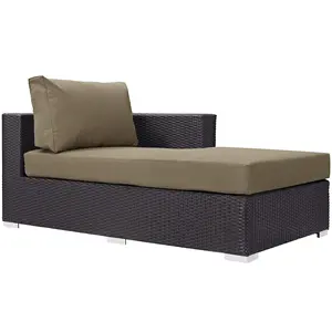 Convene Outdoor Patio Fabric Right Arm Chaise in Espresso Mocha