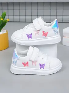 Princess Style Sneakers, Light Sparkle Heel, 3D Butterfly Decoration, Sweet Embroidery, Comfortible and Stylish, Flat Trainers