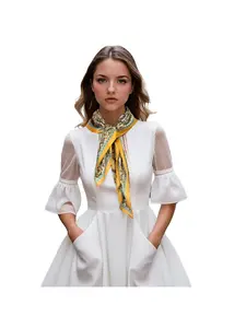 Retro Style Geometric Thousand Bird Pattern Printed Square Boho Style Scarf Men's Scarf 27 inch Elegant Women's Headscarf Hair Accessories Big Handkerchief Windproof and Warm Decorative Scarf Suitable for Casual Weekend Beach Vacation Fashion Accessories