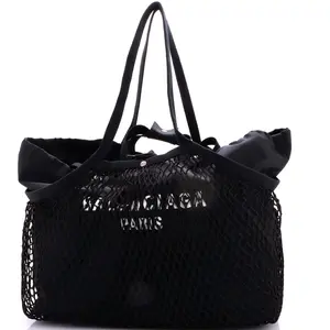 Pre-owned Balenciaga Canvas Plain, Mesh Tote Bags REBAG 24/7 Drawstring Tote Mesh and Canvas Medium by Rebag