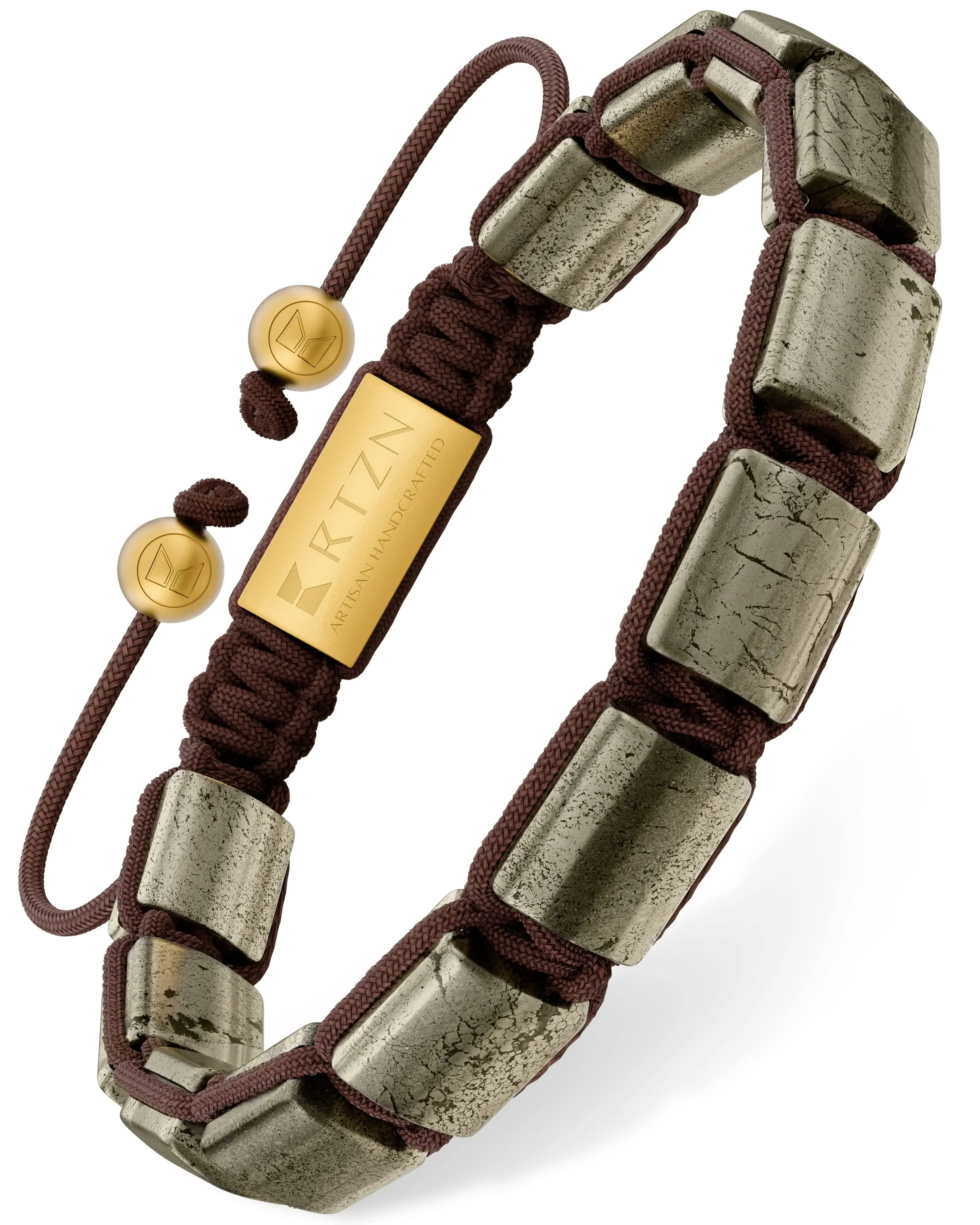 RTZN Pyrite Beaded Bracelet  (Havana) - Premium Artisan Handcrafted Pyrite Beads – Natural Stone Beaded Bracelet for Men 