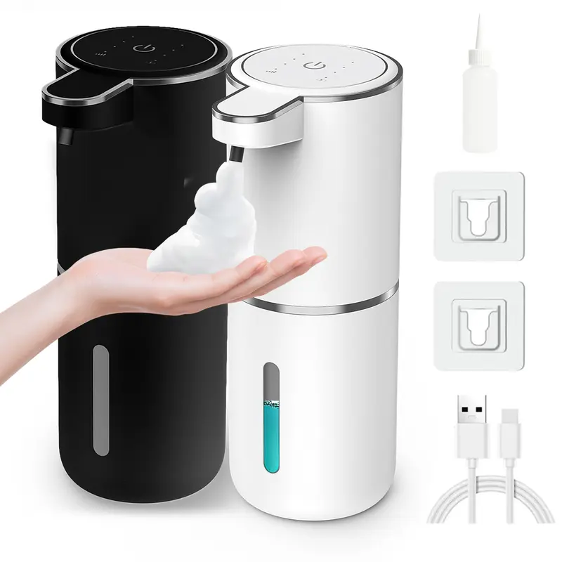 FEELSO Smart Automatic Soap Dispenser - USB Charging, Wall-Mounted Electric, 0.25s Touchless Response, 4 Foam Settings, Leak-Proof Refillable Pump, Waterproof 380ml, Multifunctional for Bathroom, Kitchen Home Supplies