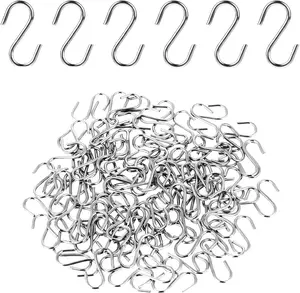 100 Pcs Mini S Shaped Hooks - 1/2 Inch Craft Hanging Hooks for DIY Jewelry Key Chain Connectors (Silver) JJUNW