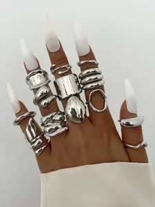 Women's Elegant Irregular Surface Cuff Ring, Stackable Ring, Fashion Jewelry Accessories for Party, Daily Clothing Decor, Trendy All-match & Exquisite Jewelry for Birthday Gift, Elegant Everyday Ring