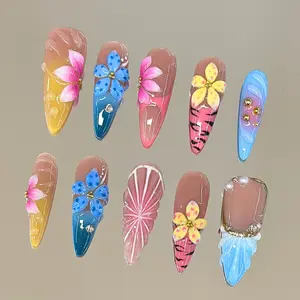 NailVesta AQUA TAFFY – 100% Handcrafted 3D Press-On Nails | Reusable, Long-Lasting, Salon-Quality black lace nail art nail art