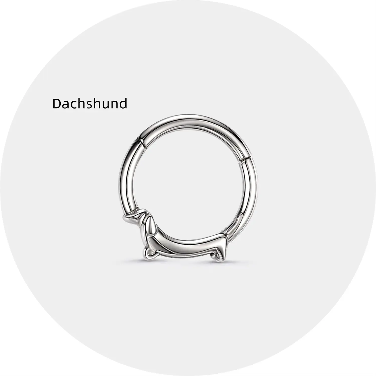 OUFER BODY JEWELRY Septum Ring, Women's 16G 8mm Titanium Dachshund Hinged Clicker for Daith Piercings, Septum Piercing, Daith Piercing Jewelry, Animal Motif, For Females, Daily Wear
