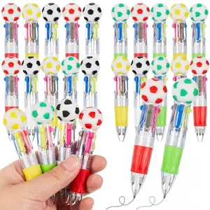 12/48 Pack Soccer Party Favors Sport Pen Multicolor 4 in 1 0.5mm Ballpoint Pen for Office Sport Lover Novelty Gifts Goodie Bags Stuffers