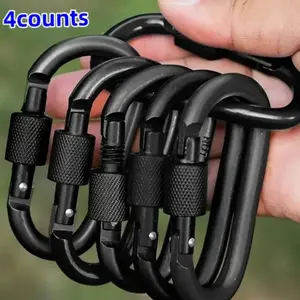 Aluminum Alloy Climbing Buckle Carabiner Hooks D-Ring Spring Hook with Screw Door, Outdoor Keychain, Climbing Equipment, Multifunctional Portable Hiking Camping Clasp