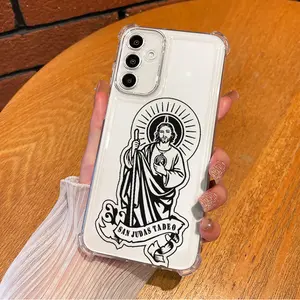San Judas Tadeo Graphic Jesus Faith Aesthetic TPU Casing For SAMSUNG GALAXY A14A15A16A25A26A34A35A36A53A54A55A56 4G5G 30XL1676 Four Corners Transparent Soft Silicone TPU Protection Against Falls Phone Cases Shell Cover