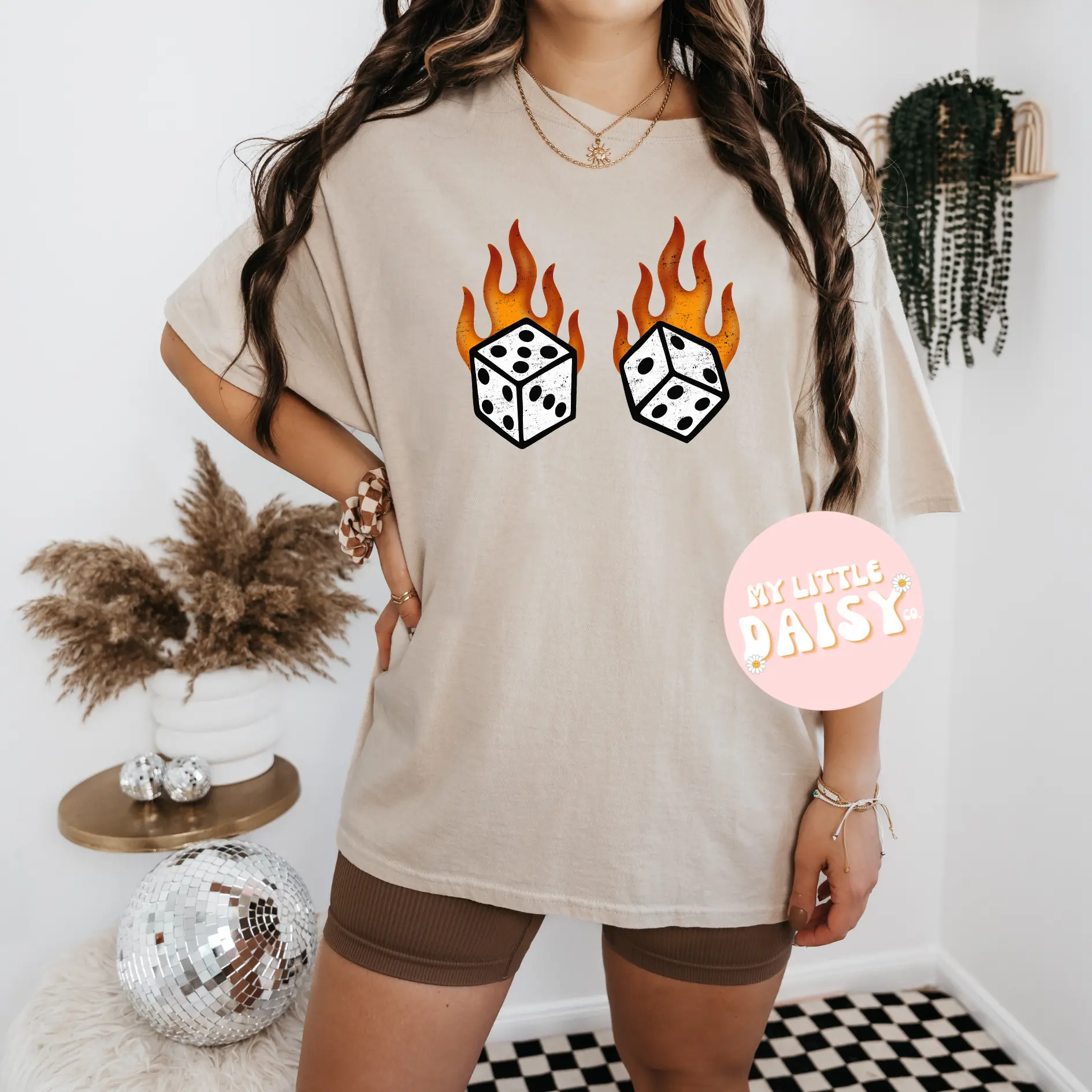 Dice flame's graphic tee