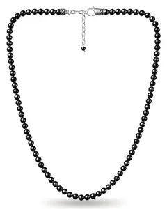 RTZN Black Tourmaline Beaded Necklace For Men 