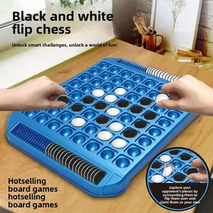 Children's educational toy, two-player flip black-and-white chessboard, parent-child interactive tabletop game, logic and reasoning board game, strategy board games, children's gift, holiday gift, New Year's gift