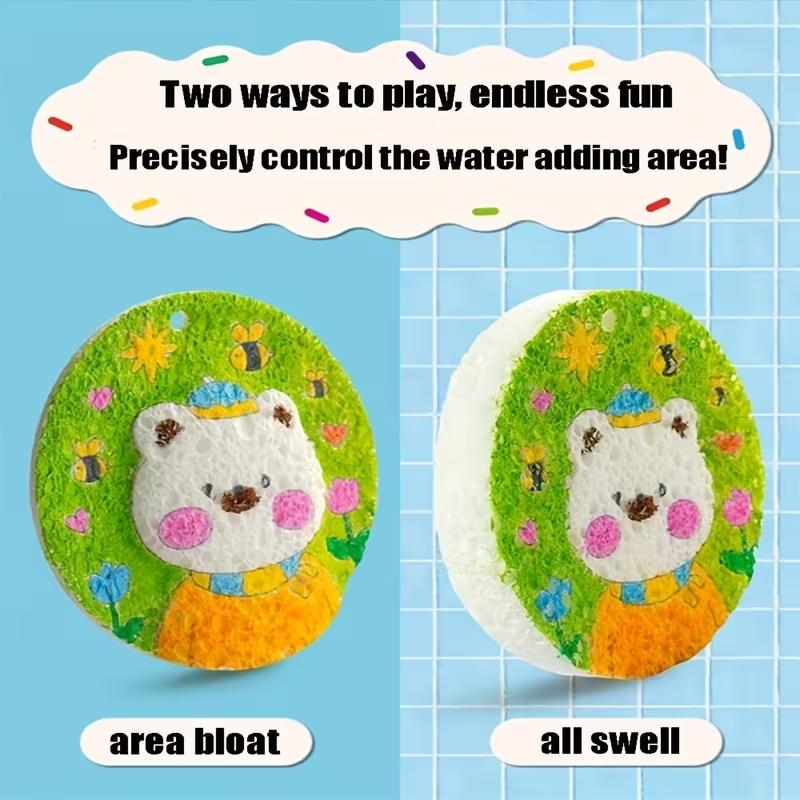 Magic Foam Paint Brushes 3D Puffy Art Kit with Textured Sponge Canvas & Bubble Art Tools for Kids DIY Craft Painting & Couple Gifts