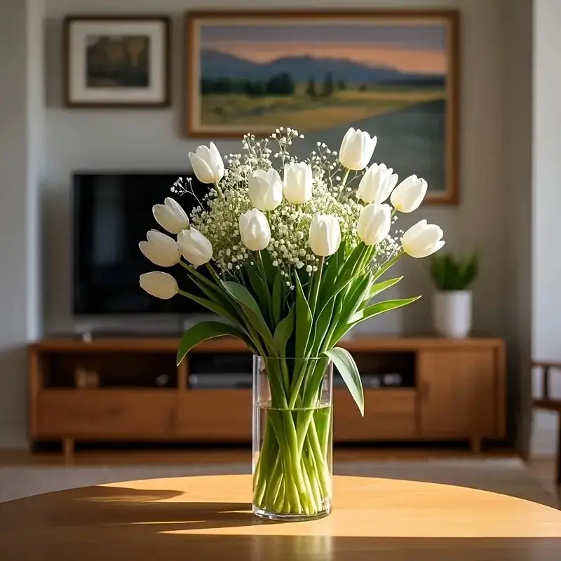 Artificial Starry Night & Tulip Decorative Bouquet Set, Fake Tulips, Artificial Bouquets, Artificial Flower Arrangements, Faux Floral Arrangements, Fake Silk Flowers, Home Decor Flowers for Wedding, Office, Mother's Day, Spring Decoration
