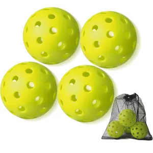 4 Pack 40 Holes Outdoor Pickleball Balls High Visibility Stable Flight Good Bounce Sport Training Balls With Storage Mesh Bag
