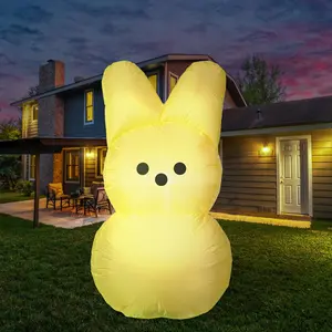 Easter Inflatables Outdoor Decorations, Yellow Bunny Blow Up Easter Yard Welcome Decor for Outdoor Indoor Yard Garden Lawn (Yellow)
