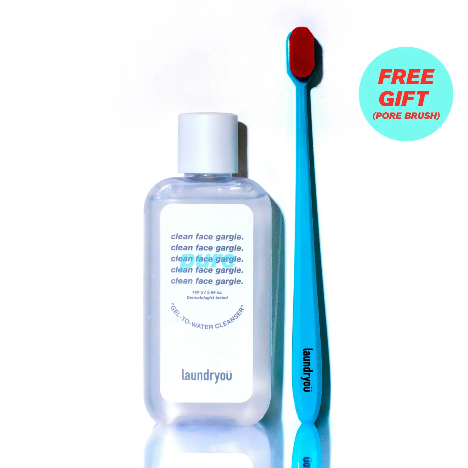Laundryou Gel-to-Water Facial Wash, Antibacterial and Hydrating Korean Skincare with Hyaluronic Acid for Acne Prone Skin, 5.64 Fl Oz Bottle, Soft Skin, Fragrance Free, Adults, Cleansing, All Skin