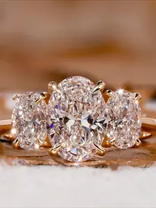 1 Pc Unique Design Retro Oval Zircon Ring, Cubic zirconia rings, for Women Engagement Wedding Ring Jewelry for Party Daily Clothing Decor Accessories as