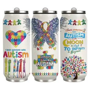 Autism Tumbler Gifts 17oz Be Kind Straw Lid Leakproof Water Bottle Rainbow Inspirational Support Insulated Cup